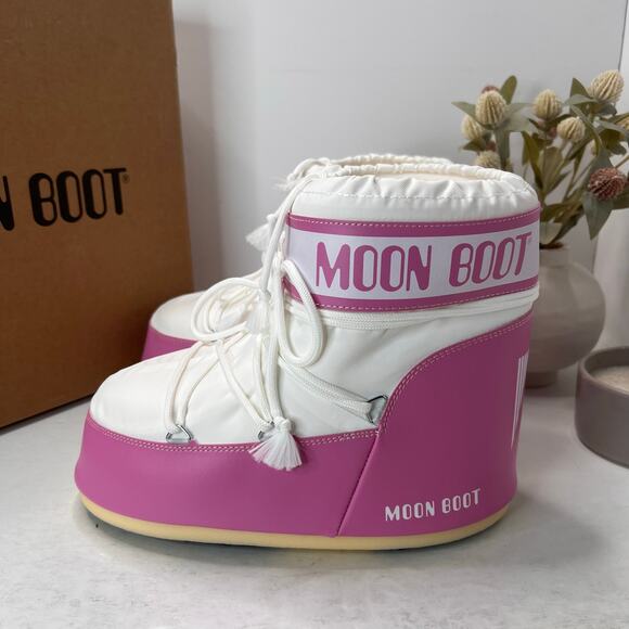 Moon Boot MB Icon Low Nylon Pink/White JB05 Women's 10-11.5/Men 9-10.5 NWB - Picture 3 of 9